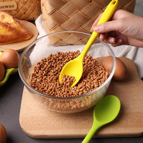 HANSGO 5PCS Small Silicone Spoons, 8 Inch Nonstick Heat Resistant Kitchen Spoons for Cooking, Baking, Stirring