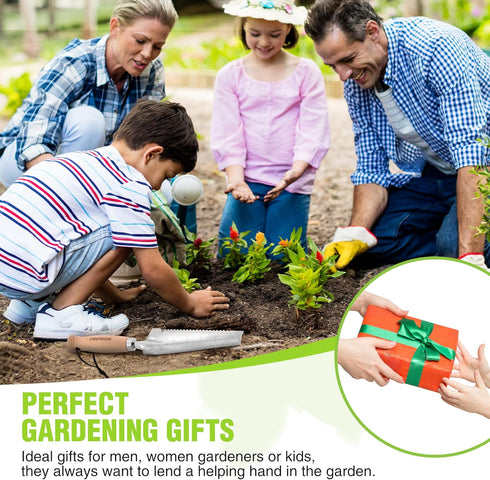 WORKPRO 12.5" Weeder Puller Tool with Wood Handle, 4-in-1 Polished Stainless Steel Garden Trowel