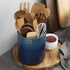 DOWAN 7.2" Large Kitchen Utensil Holder - Ceramic Crock with Table-Protection Cork Mat for Kitchen Decor & Housewarming