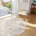 4ft, Lahome Sylvie Boho Light Pink Round Rug Washable Small Circle Rugs for Bedroom Kids, Pink and Green Nursery
