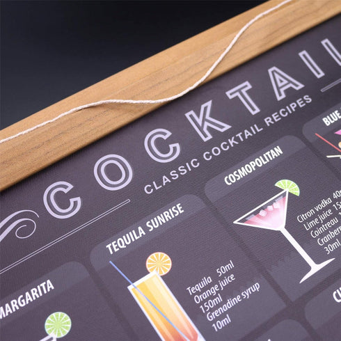WEROUTE Cocktail Mixology Recipe Print Poster - Bar Pub Themed Kitchen Wall Decor with Frame, 15.7 x 27 Inch