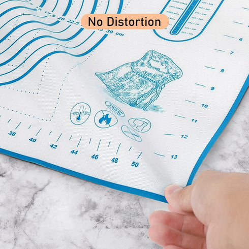 Silicone Pastry Mat with Measurement, Baking Mat for Fondant, Rolling Dough, Pie Crust, Pizza, Cookies, 16" x 24", Blue