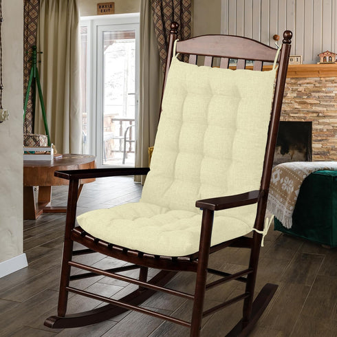 2 Set ELFJOY Rocking Chair Cushion Large Rocking Chair Pads with Ties Premium Linen High Back and Seat Cushion Piece