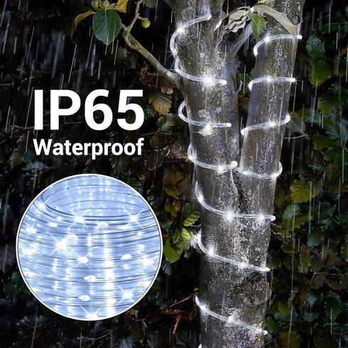 66FT 200 8 Vigdur Solar Rope Lights Outdoor - LEDs Cool White Rope Lights Outdoor Waterproof with Remote & Timer