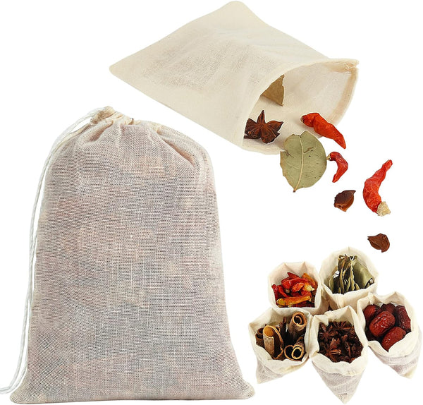 YQL Spice Bags for Cooking, 30PCS 4x6 Inch Muslin Bags with Drawstring, Reusable Natural Cotton Sachet