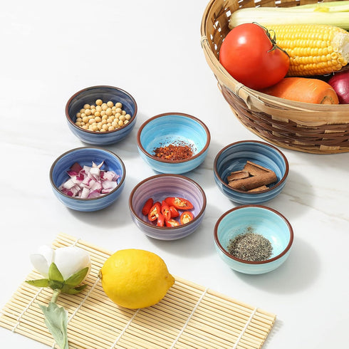 Selamica Ceramic Dipping Bowls, 2.7 Oz Soy Sauce Dish Set, 3 inch Mini Bowls for Appetizers, Set of 6