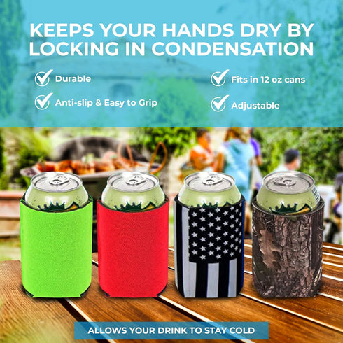 QualityPerfection Can Cooler Sleeve (6 Pack) 12 Oz Neoprene Collapsible Cooler, Insulated Can Holder, Tie-Dye Mix