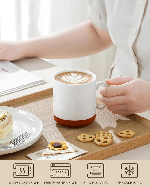 12oz Set 4, MALACASA Ceramic Coffee Mugs of Stackable Coffee Cups with Straight-Sided Design, Mugs for Coffee, Latte