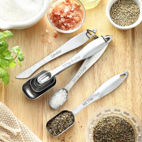 Spring Chef Stainless Steel Measuring Spoons Set of 13 with Leveler, Metal Teaspoon & Tablespoon for Cooking & Baking,