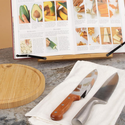 BambooMN Bamboo Round Cutting and Serving Board - Charcuterie Board, 10" diameter x 0.75" thickness