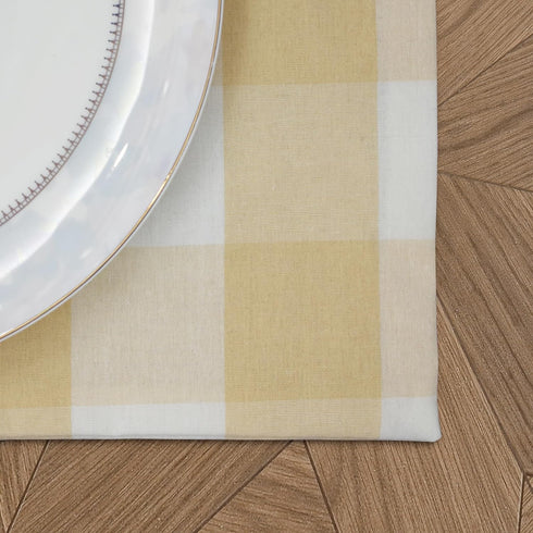 NATUS WEAVER 2 (12" 36") Cotton Beige & White Side Buffalo Check Farmhouse Table Runner for Family Dinners
