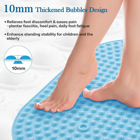 joiyota 27 15 Inches Silicone Bathtub & Shower Mat Non Slip, Bubble Massage Anti Slip Shower Floor Mat with x for Easy