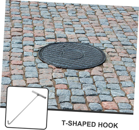 T-Hook Water Meter Key, Heavy Duty Manhole Cover Lifting Tool, Stainless Steel Jack Vault Door Hooks