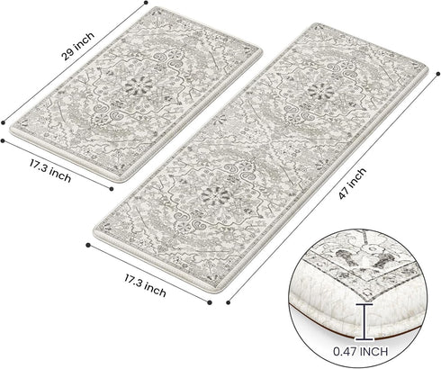 KIMODE Kitchen Mats Set of 2, Cushioned Anti Fatigue Non-Slip Kitchen Rugs, Padded Floor Mat for Sink, Laundry, Office