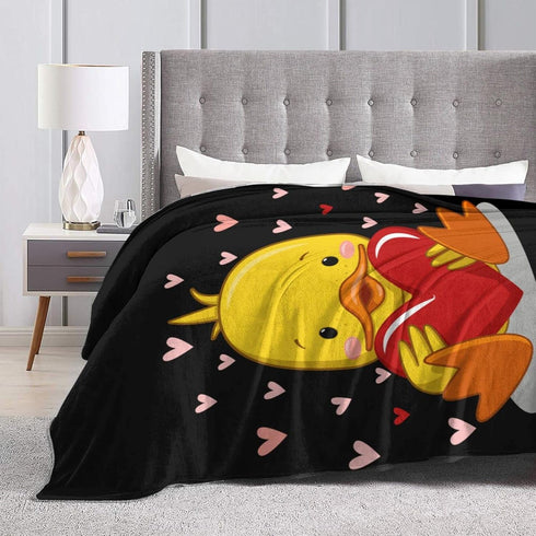 Perinsto 60"X50" Cute Duck with Heart Throw Blanket Ultra Soft Warm All Season Decorative Fleece Blankets for Bed Chair