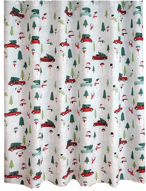 Shower Curtain Polyester, Christmas Red Truck Car Print with Trees, 70 x 70 Inch