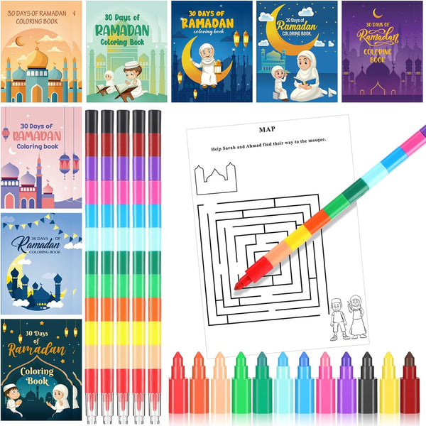 Zhanmai 48 Pcs Eid Mubarak Goodie Bags Favor 30 Days of Ramadan Watercolor