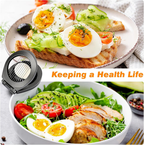 3 Egg Slicer, BIBURY Egg Slicer for Hard Boiled Eggs, Egg Cutter Heavy Duty Aluminium for Egg Strawberry Mushroom Soft
