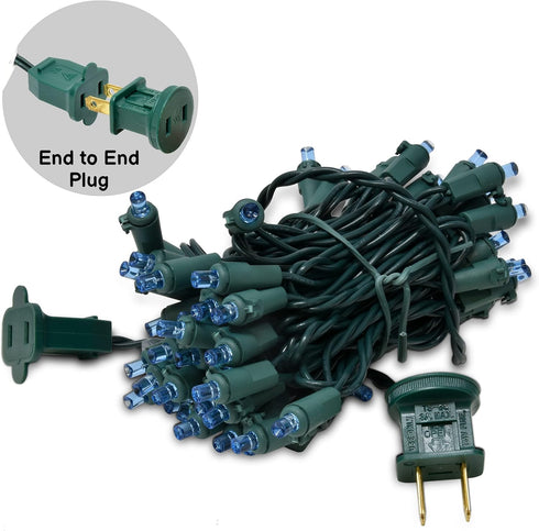 Set, 60 5mm Holiday Essence Blue LED Mini Christmas Lights Memorial Fourth of July Blue String Lights, Green Wire