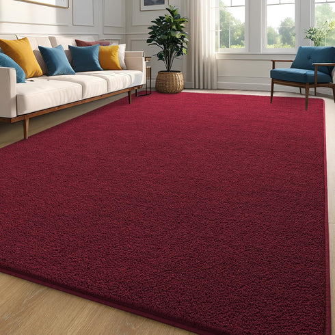 Burgundy Red Area Rugs for Bedroom Living Room, 4x6 Feet Indoor Memory Foam Rug, Modern Washable Shag Carpets
