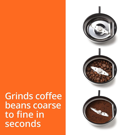 Krups Fast-Touch Coffee Grinder, 3oz Bean Hopper, One Touch Operation, 200 Watts, Espresso and Spice Grinder, Silver