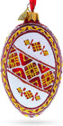 Red Stripe Ukrainian Pysanka Glass Egg Ornament, 4 Inches