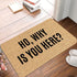 Welcome Mats for Front Door Outdoor Entry, Funny "Why is You Here" Doormat, Non-Slip Kitchen Rugs (16x24 Inch)