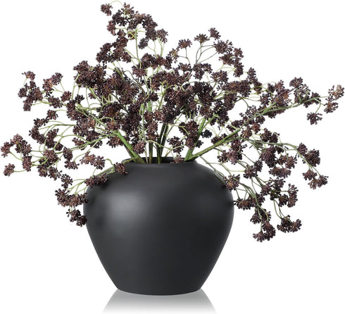 Thiccywoov 3 Pcs Plum Faux Berry Stems Artificial Dusty Sedum Berry Stems Picks