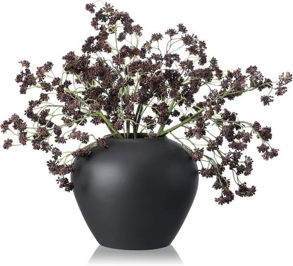 Thiccywoov 3 Pcs Plum Faux Berry Stems Artificial Dusty Sedum Berry Stems Picks