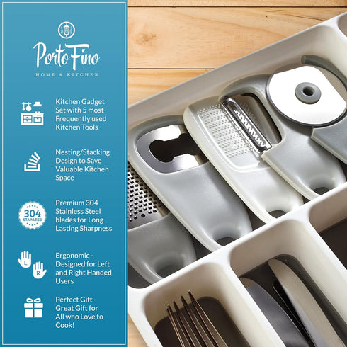 Kitchen Gadgets Set 5 Pieces - Space Saving Kitchen Gadgets - RV Gifts, Camper Gifts, Dishwasher Safe Accessories