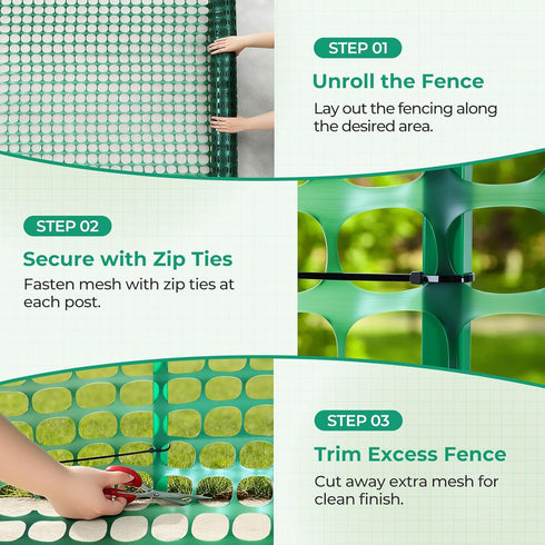 4'x100'/10.7LB Ohuhu Plastic Garden Fence Safety Fence, Reusable Netting Plastic Mesh Fence Roll, Temporary Fencing