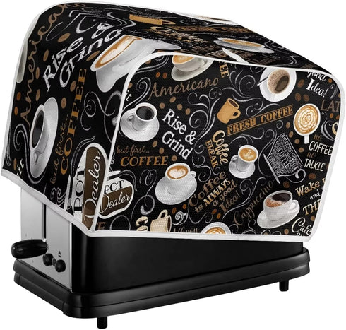 Coffee Print Toaster Covers, Kitchen Accessories Decor for 2 Slice Bread Maker Oven Protection