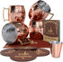 Hammered Moscow Mule Copper Mug Set of 4, Stainless Steel Lining, 16 oz