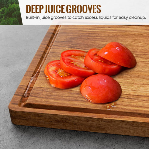 Misawce 20x15x1.2 Inch X-Large Acacia Wood Cutting Board for Kitchen, Reversible Wooden Chopping Board Thick