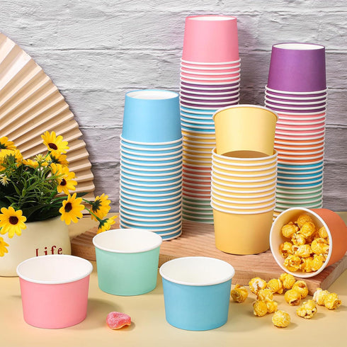 300 8 oz 6 Summer Frozen Aodaer Pieces Paper Ice Cream Cups Disposable Dessert Bowls Colors Ice Cream Containers Hot