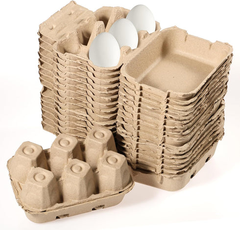 Sibosen 18 Pack Dozen Jumbo Duck Egg Cartons Half Paper Goose Egg Cartons for Normal Size Geese,Blank Natural Pulp