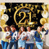 Birthday Party Decoration Extra Large Fabric Black Gold Sign Poster for Anniversary Photo Booth Background, 72.8 x 43.3