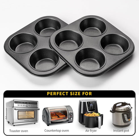 Air Fryer Muffin Pan, 2 Pack Cupcake Molds for Toaster Oven, Nonstick Baking Pan for Counter Top Oven