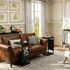 Vovonusy ET-P-BK1 Wood Pedestal Small TV Trays for Eating, C Shaped End Table Storage Bag, Sofa Side Table Couch Desk