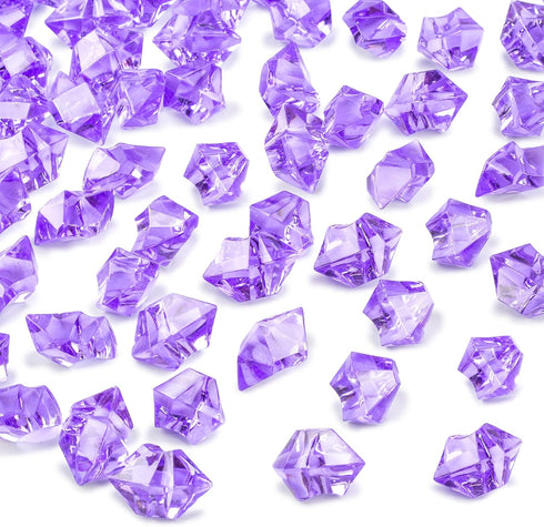 DomeStar Purple Fake Ice Rocks, 150PCS Acrylic Gems Crystals, Plastic Diamonds Centerpiece for Wedding Party