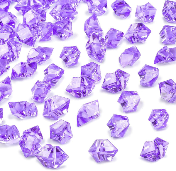 DomeStar Purple Fake Ice Rocks, 150PCS Acrylic Gems Crystals, Plastic Diamonds Centerpiece for Wedding Party