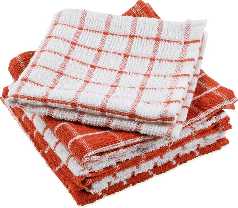 DII Basic Terry Collection Windowpane Dishcloth Set, 12x12, Spice, 6 Piece
