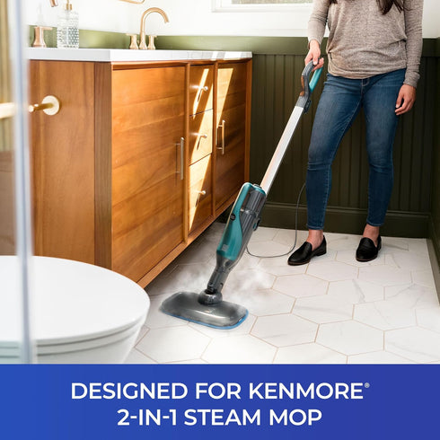 KP1010 4 SM2050 2-in-1 Kenmore Steam Mop Textile Pads, Washable Pads for Kenmore Steam Mop Hard Floor Cleaner, Blue