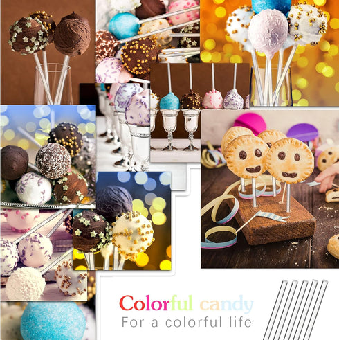 Zopeal 200 Pieces Clear Acrylic Lollipop Sticks for Cake Pops, Candy Treats, Wedding Halloween Christmas Toppers (4