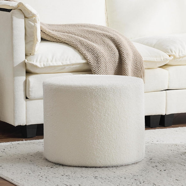 Bezseller Soft Boucle Pouf Ottoman, Comfortable Foot Rest, Full Foam Filling Footstool