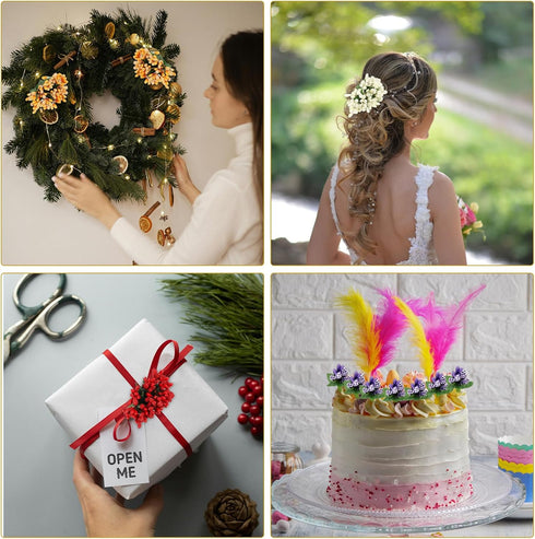 144Pcs PATIKIL Mini Artificial Pip Berry Picks Bunch, Fruit Flower Stamens for Craft DIY Wreaths Wedding Floral