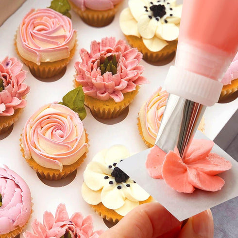 7 Pieces Rose Flower Piping Tips Set, Cake Decorating Tips and Icing Nozzles for Cupcake Decorating Kit