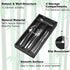 Silverware Organizer Small Bamboo Kitchen Drawer, Utensil Holder, Flatware Organizer Tray, Black, 4 Slots