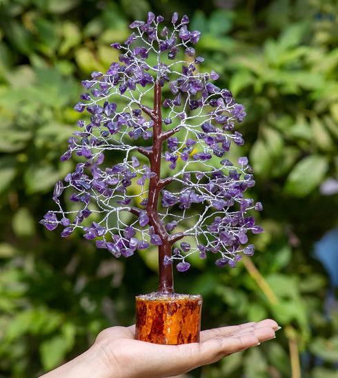 Crocon Amethyst Gemstone Tree Feng Shui Figurine Money Bonsai Good Luck Chakra Balancing