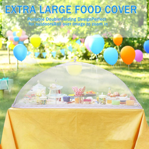 JULBEAR 4 Pcs Extra Large Mesh Food Cover Tent Umbrella, Reusable Food Screen Covers for Parties, Picnics, Outdoor